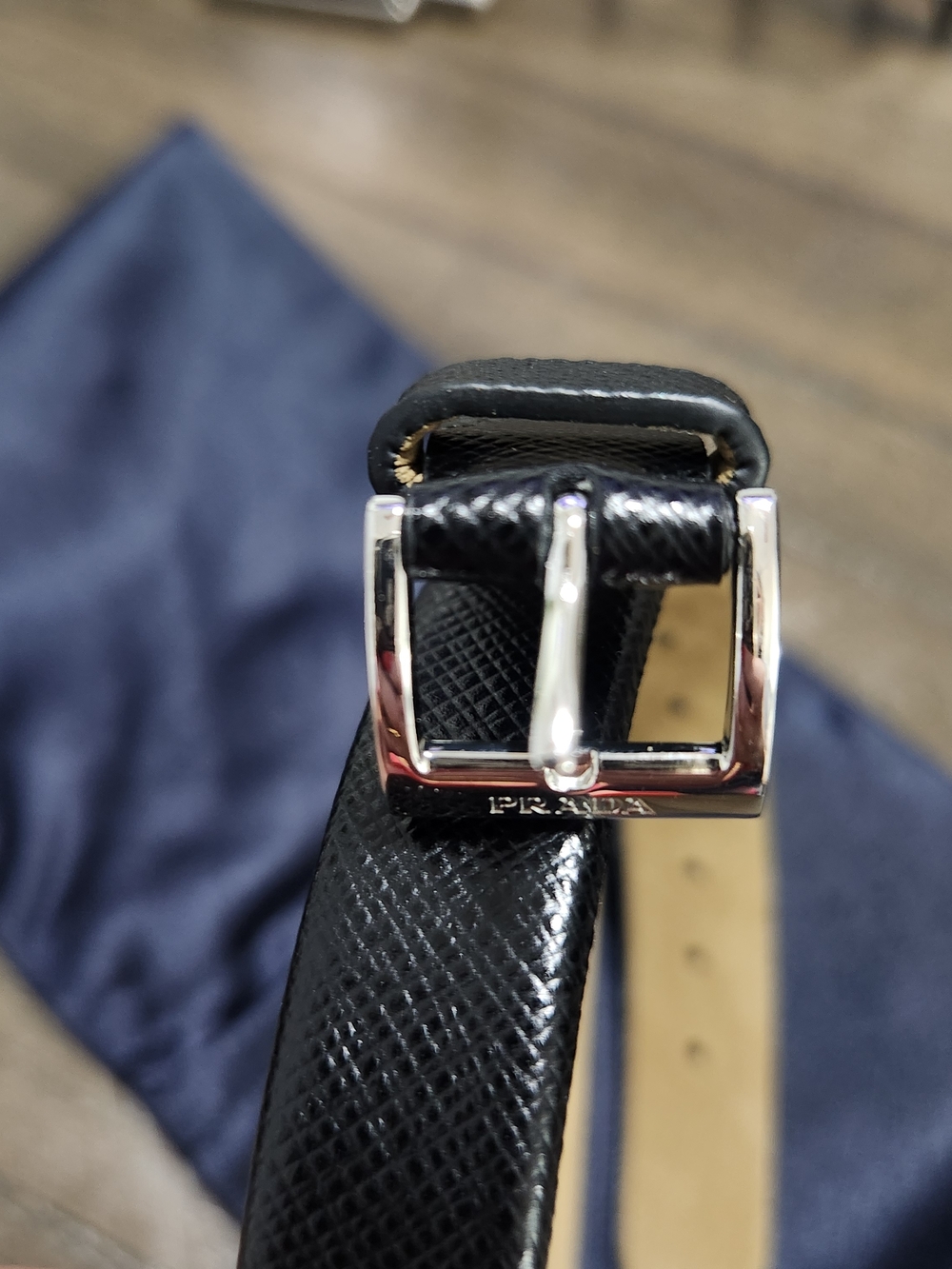 Prada Black Leather Bracelet with Silver Buckle - Picture 5 of 16
